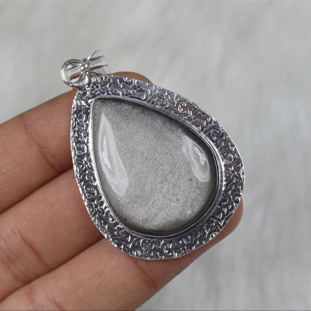Silver Obsidian Pendant